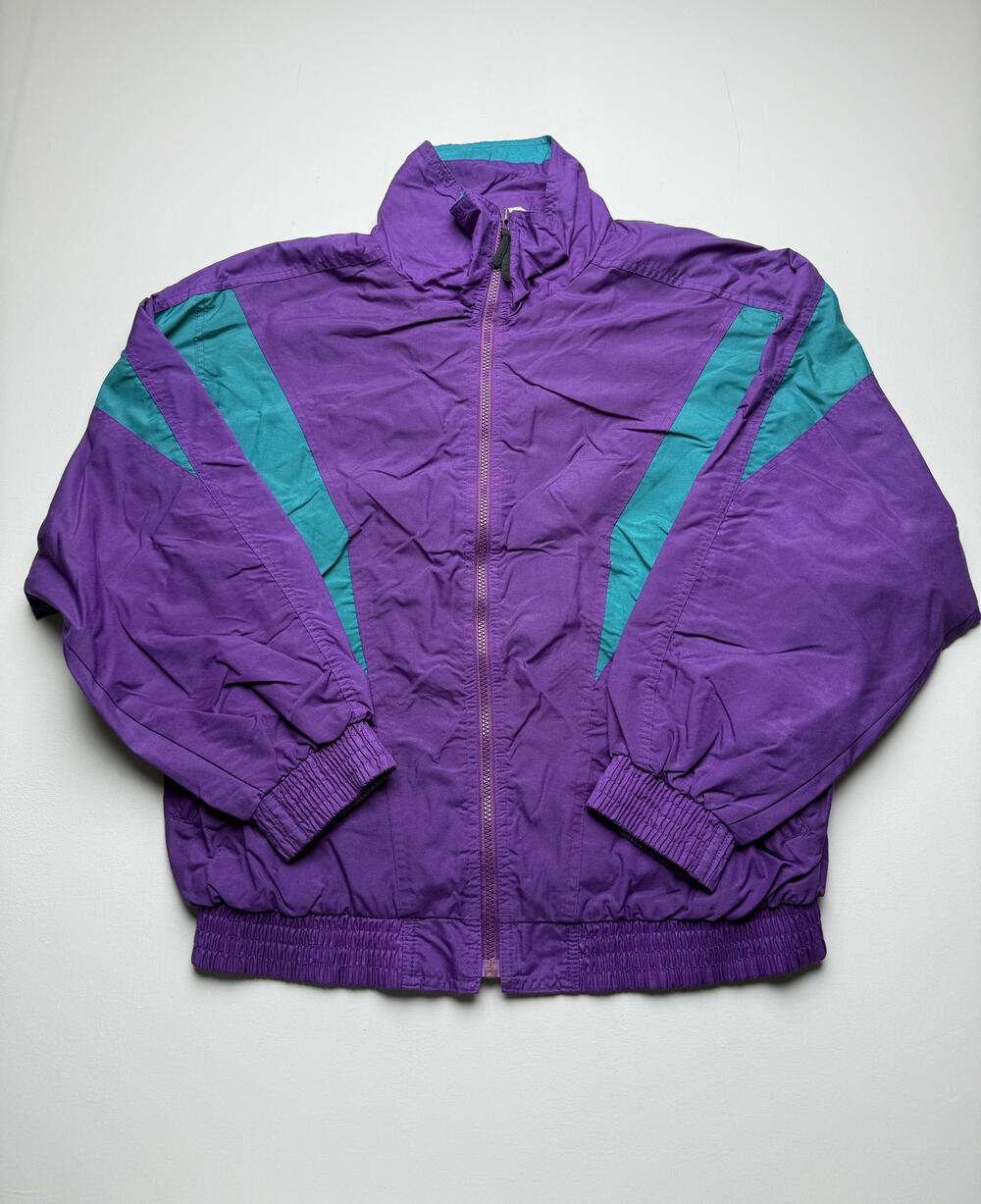 Vintage Avian Jacket Womens Medium Purple Teal Colorblock Windbreaker Retro